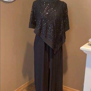 JM Richards Black Sequined Evening Gown